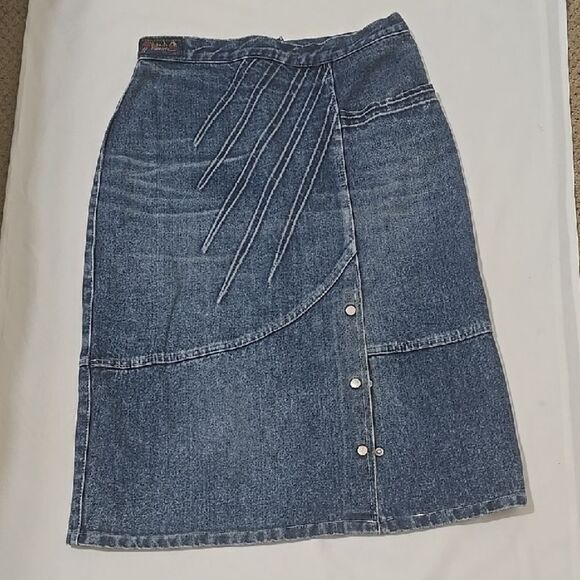 Vintage, Chic Blue Denim Pencil Skirt - Picture 1 of 8